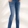 Röhrenjeans mit Zipper an Gesäßtaschen