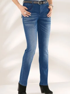 Röhrenjeans mit Zipper an Gesäßtaschen