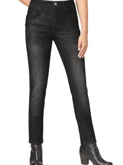 Röhrenjeans mit Zipper an Gesäßtaschen