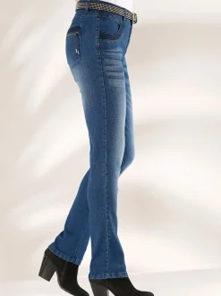 Röhrenjeans mit Zipper an Gesäßtaschen