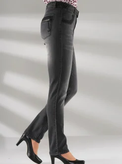 Röhrenjeans mit Zipper an Gesäßtaschen