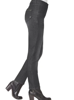 Röhrenjeans mit Zipper an Gesäßtaschen