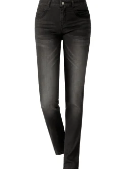 Röhrenjeans mit Zipper an Gesäßtaschen