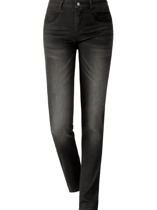 Röhrenjeans mit Zipper an Gesäßtaschen
