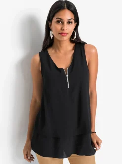 Ärmellose Bluse im Lagen-Look
