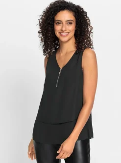 Ärmellose Bluse im Lagen-Look