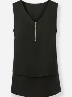 Ärmellose Bluse im Lagen-Look