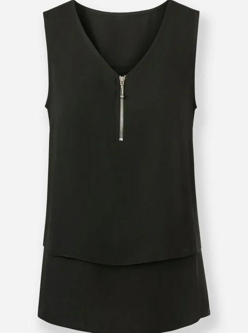 Ärmellose Bluse im Lagen-Look