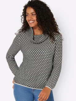 Rollkragenpullover mit 2-farbigem Strickmuster