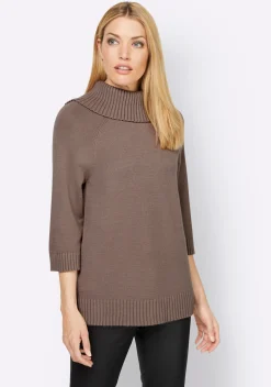 Rollkragenpullover mit 3/4-langen Raglan-Ärmeln