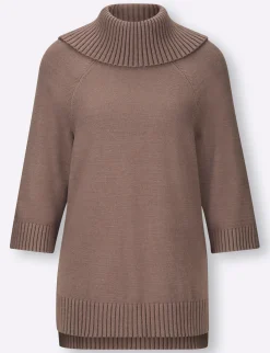 Rollkragenpullover mit 3/4-langen Raglan-Ärmeln