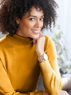 Rollkragenpullover mit Ripp-Bündchen