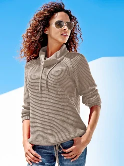 Rollkragenpullover mit Tunnelzug und Bindeband