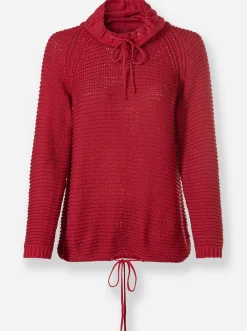 Rollkragenpullover mit Tunnelzug und Bindeband