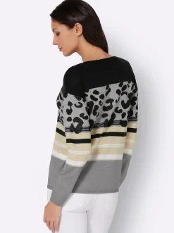 Rundhalspullover im Animal-Print, weich