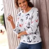 Rundhalspullover mit maritimem Dessin