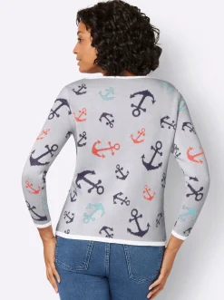 Rundhalspullover mit maritimem Dessin