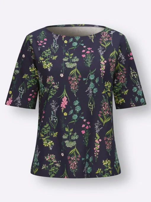 Rundhalsshirt im floralen Dessin