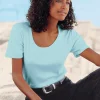 Rundhalsshirt in geradem Schnitt