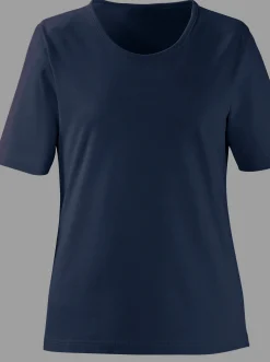 Rundhalsshirt in geradem Schnitt