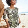 Rundhalsshirt mit abgerundetem Saum