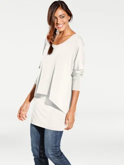 Rundhalsshirt mit Fledermaus-Ärmeln