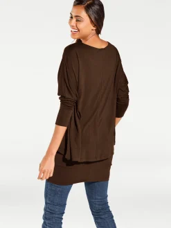 Rundhalsshirt mit Fledermaus-Ärmeln