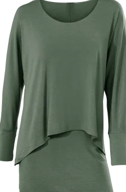 Rundhalsshirt mit Fledermaus-Ärmeln