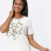 Rundhalsshirt mit Glanz- und Glitzer-Akzenten