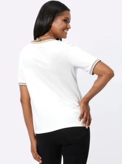 Rundhalsshirt mit Glanz- und Glitzer-Akzenten