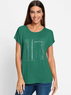 Rundhalsshirt mit Glitzersteinchen
