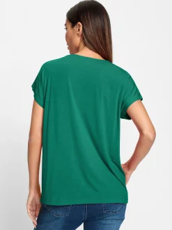 Rundhalsshirt mit Glitzersteinchen