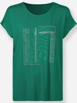 Rundhalsshirt mit Glitzersteinchen
