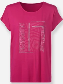 Rundhalsshirt mit Glitzersteinchen
