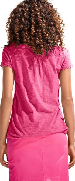 Rundhalsshirt mit Gummizug-Bund