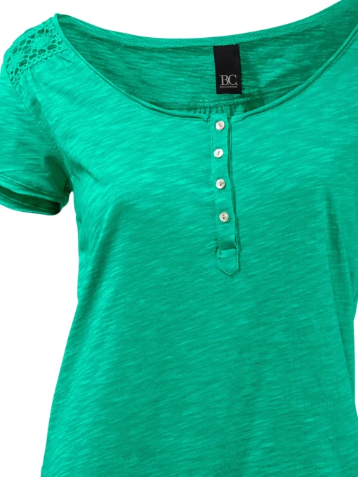 Rundhalsshirt mit Gummizug-Bund