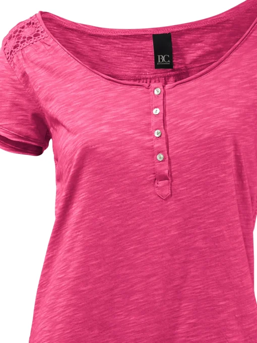 Rundhalsshirt mit Gummizug-Bund