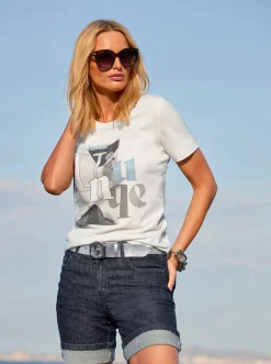 Rundhalsshirt mit Lettering-Motiv