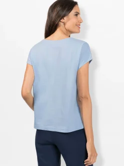 Rundhalsshirt mit Loch-Stickerei