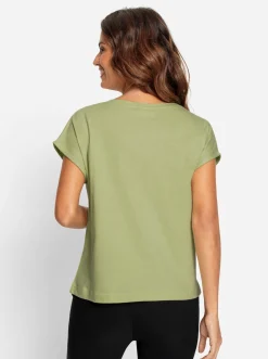 Rundhalsshirt mit Loch-Stickerei
