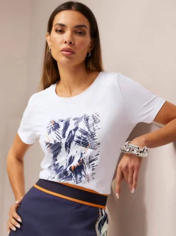 Rundhalsshirt mit Print-Dessin