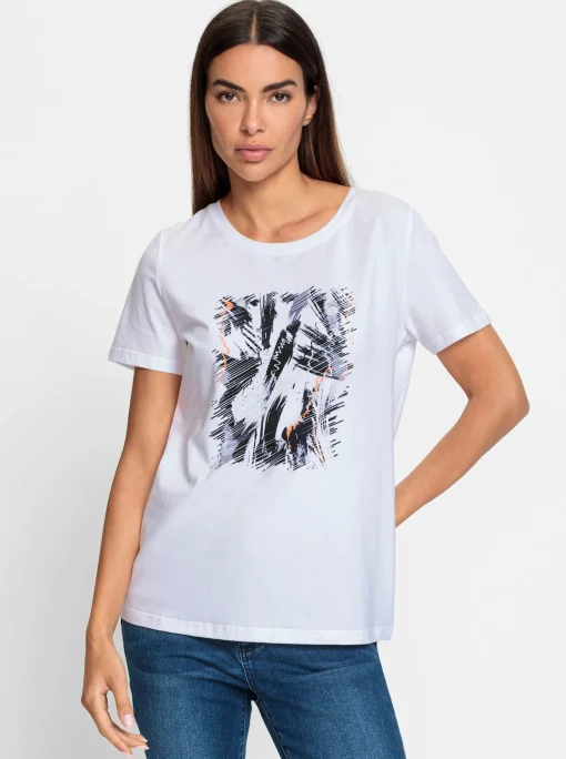Rundhalsshirt mit Print-Dessin