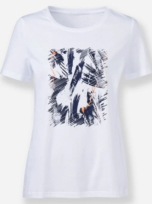 Rundhalsshirt mit Print-Dessin