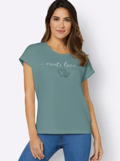 Rundhalsshirt mit Ärmel-Aufschlag