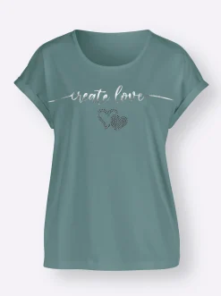 Rundhalsshirt mit Ärmel-Aufschlag