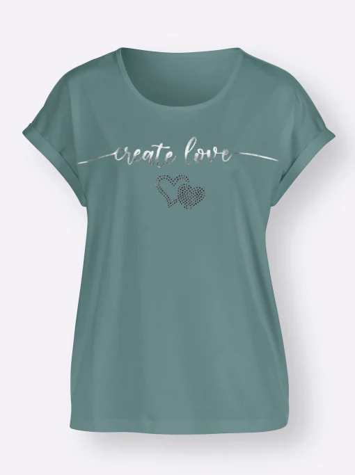 Rundhalsshirt mit Ärmel-Aufschlag