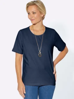 Rundhalsshirt mit Satin-Paspelierung