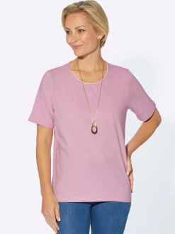 Rundhalsshirt mit Satin-Paspelierung