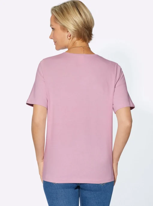 Rundhalsshirt mit Satin-Paspelierung