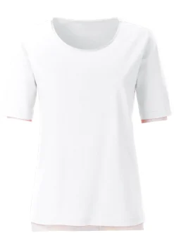 Rundhalsshirt mit Satin-Paspelierung